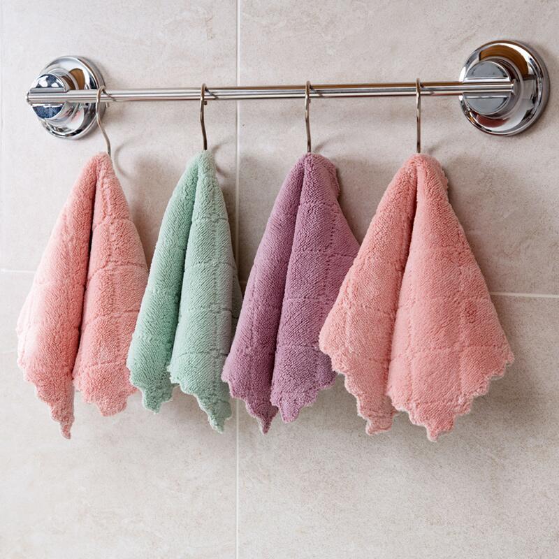 Printed Two-color Double-sided Absorbent Dish Cloth Non-stick Oil Hand Towel Thickening Wipe Tablecloth Kitchen Rag