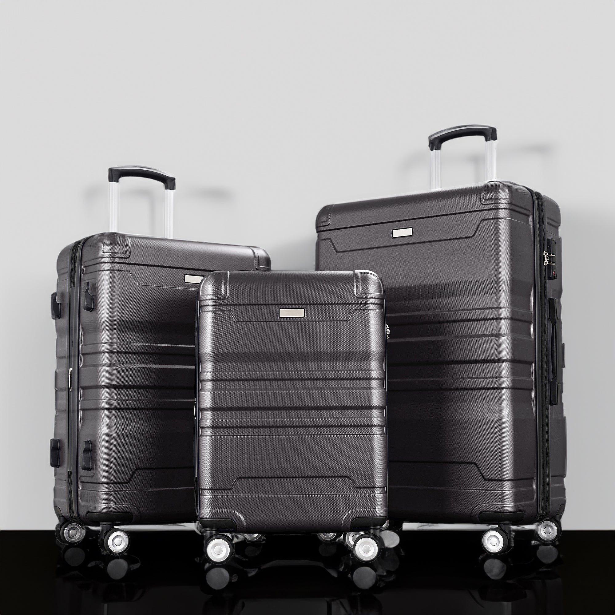 Luggage Sets New Model Expandable ABS Hardshell 3pcs Clearance Luggage (dark gray)