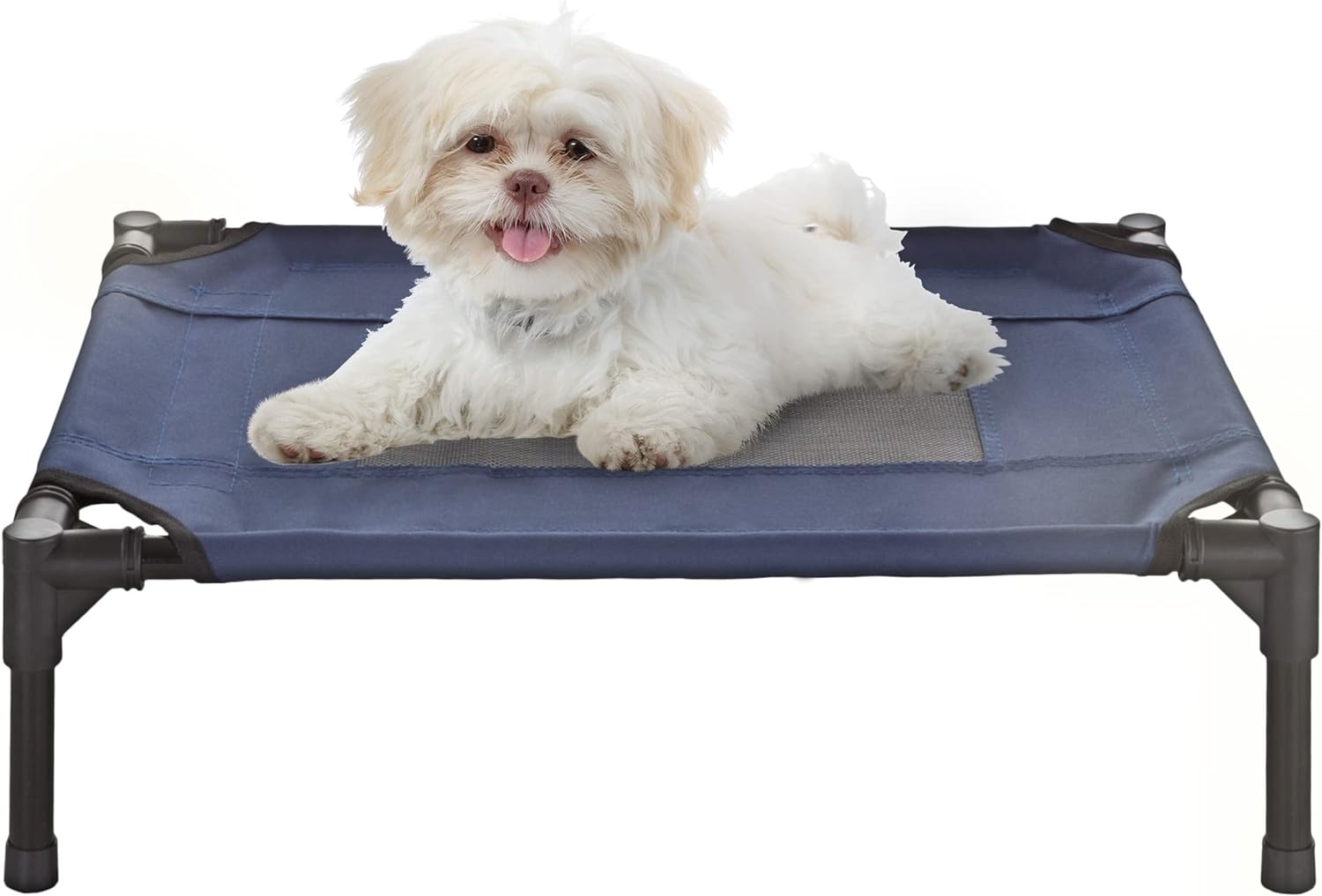 Lit surélevé pour chien – Lit portable pour animal de compagnie de 76,2 x 61 cm avec pieds antidérapants – Lit pour chien ou chiot pour intérieur/extérieur pour animaux jusqu'à 22,7 kg (bleu)