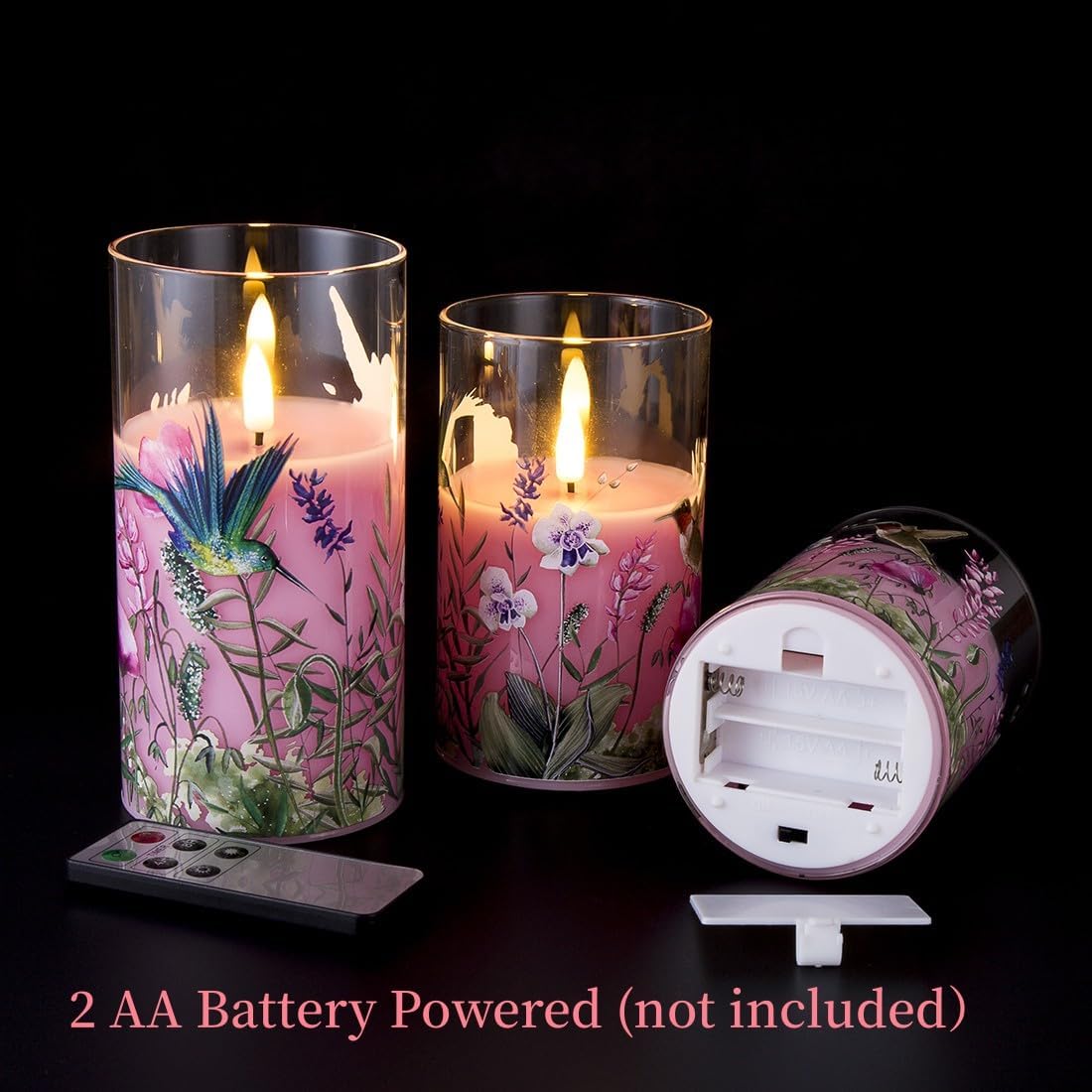 Eywamage Grey Glass Flameless Candles with Remote Battery Operated Flickering LED Pillar Candles Real Wax Wick Φ 3" H 4" 5" 6"