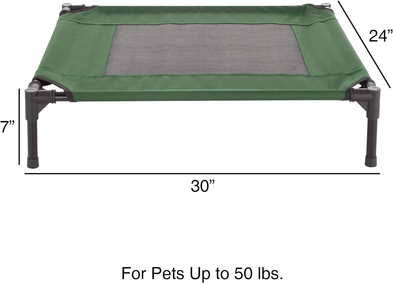 Lit surélevé pour chien – Lit portable pour animal de compagnie de 76,2 x 61 cm avec pieds antidérapants – Lit pour chien ou chiot pour intérieur/extérieur pour animaux jusqu'à 22,7 kg (bleu)