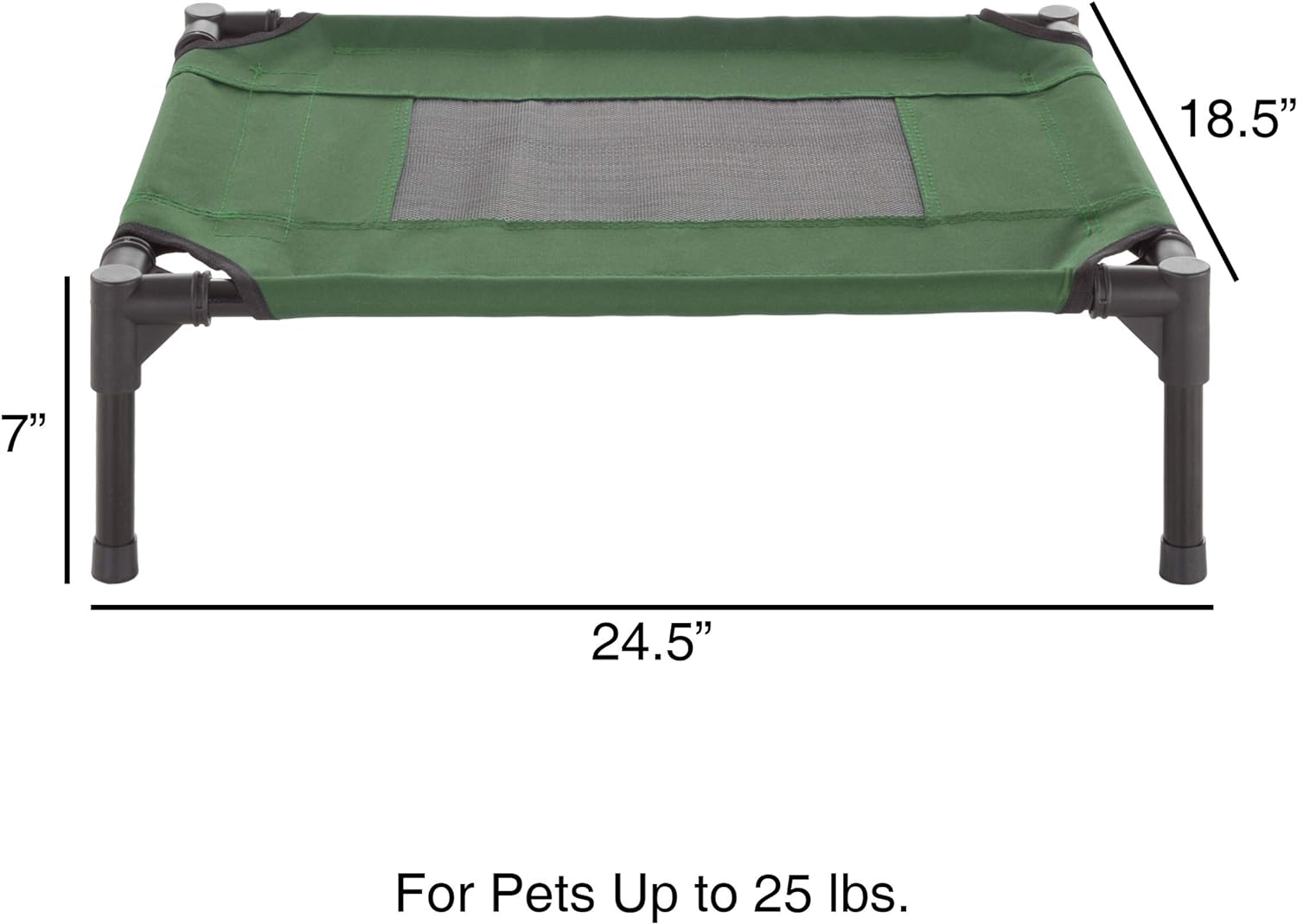 Lit surélevé pour chien – Lit portable pour animal de compagnie de 76,2 x 61 cm avec pieds antidérapants – Lit pour chien ou chiot pour intérieur/extérieur pour animaux jusqu'à 22,7 kg (bleu)