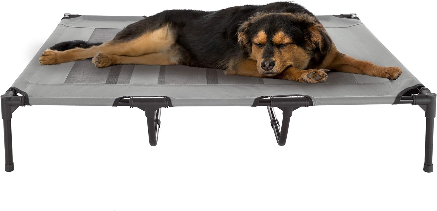 Lit surélevé pour chien – Lit portable pour animal de compagnie de 76,2 x 61 cm avec pieds antidérapants – Lit pour chien ou chiot pour intérieur/extérieur pour animaux jusqu'à 22,7 kg (bleu)