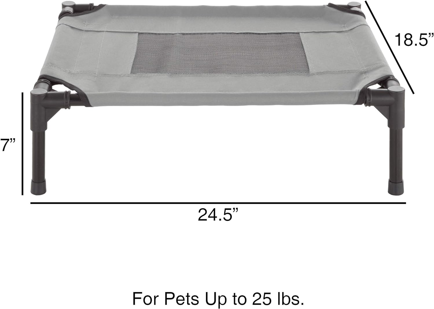 Lit surélevé pour chien – Lit portable pour animal de compagnie de 76,2 x 61 cm avec pieds antidérapants – Lit pour chien ou chiot pour intérieur/extérieur pour animaux jusqu'à 22,7 kg (bleu)