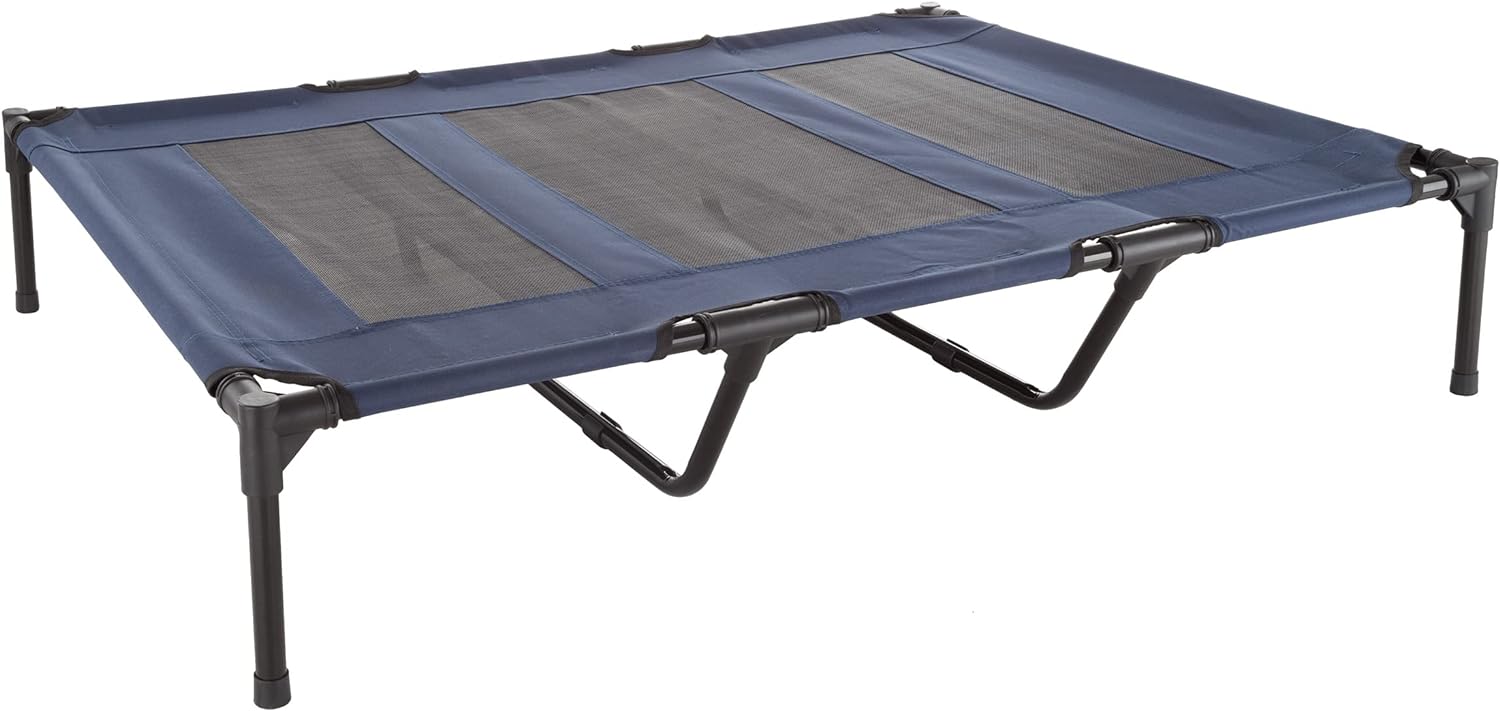 Lit surélevé pour chien – Lit portable pour animal de compagnie de 76,2 x 61 cm avec pieds antidérapants – Lit pour chien ou chiot pour intérieur/extérieur pour animaux jusqu'à 22,7 kg (bleu)