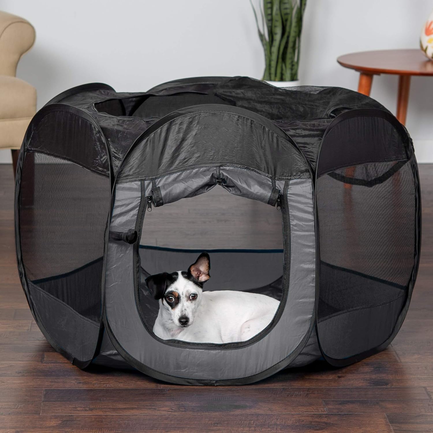 Furhaven Pop Up Playpen Tente pour animaux de compagnie Aire de jeux Gris Taille S