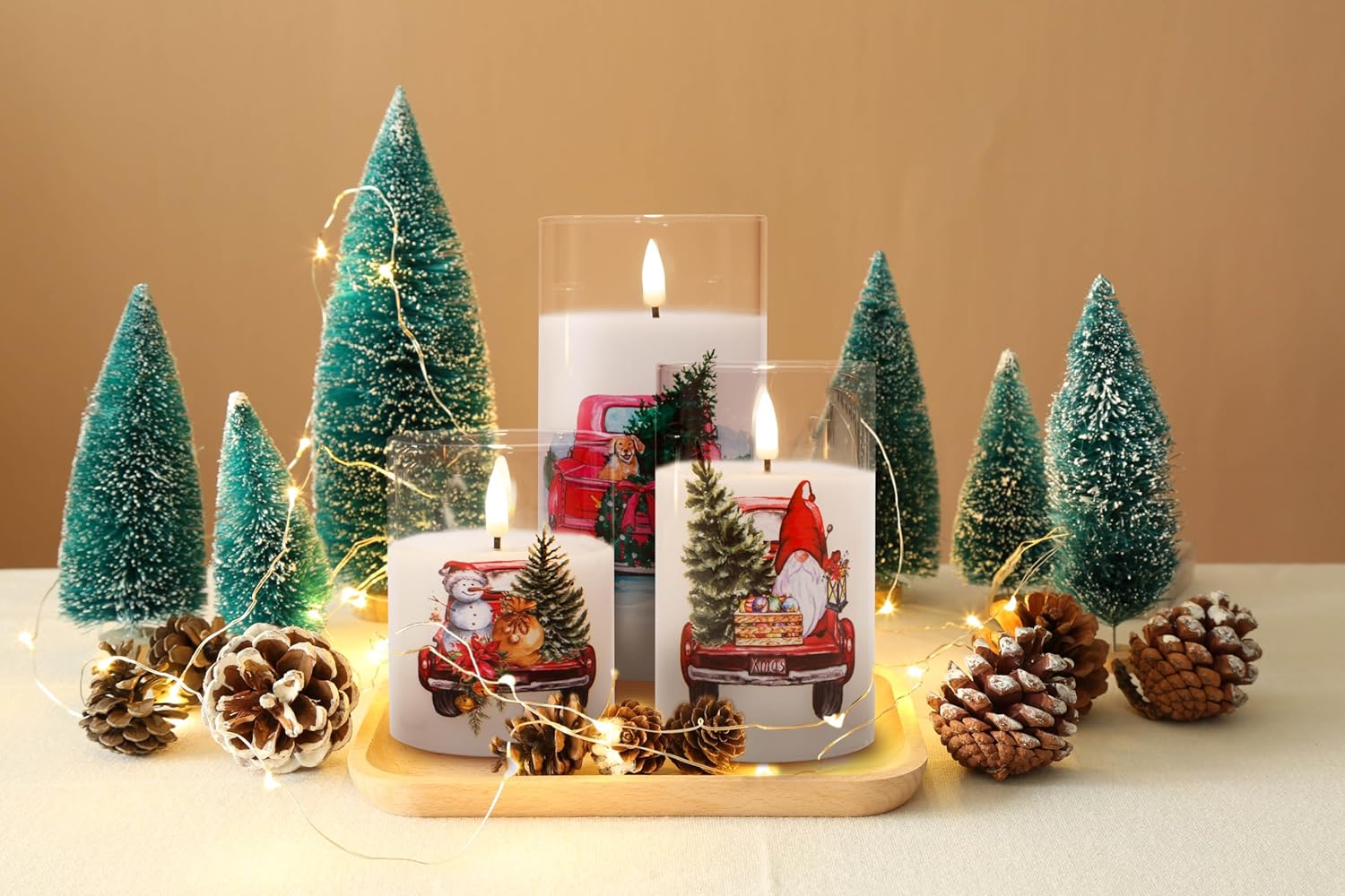 Eywamage Grey Glass Flameless Candles with Remote Battery Operated Flickering LED Pillar Candles Real Wax Wick Φ 3" H 4" 5" 6"