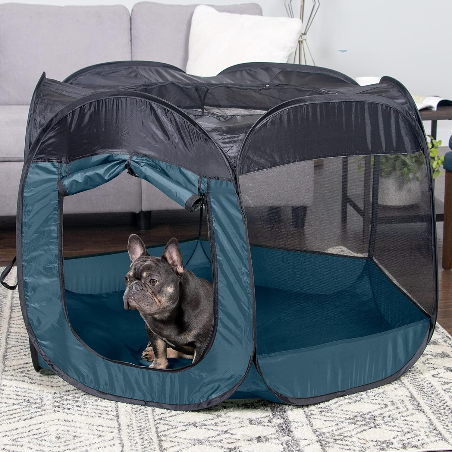 Furhaven Pop Up Playpen Pet Tent Playground - Gray, Small