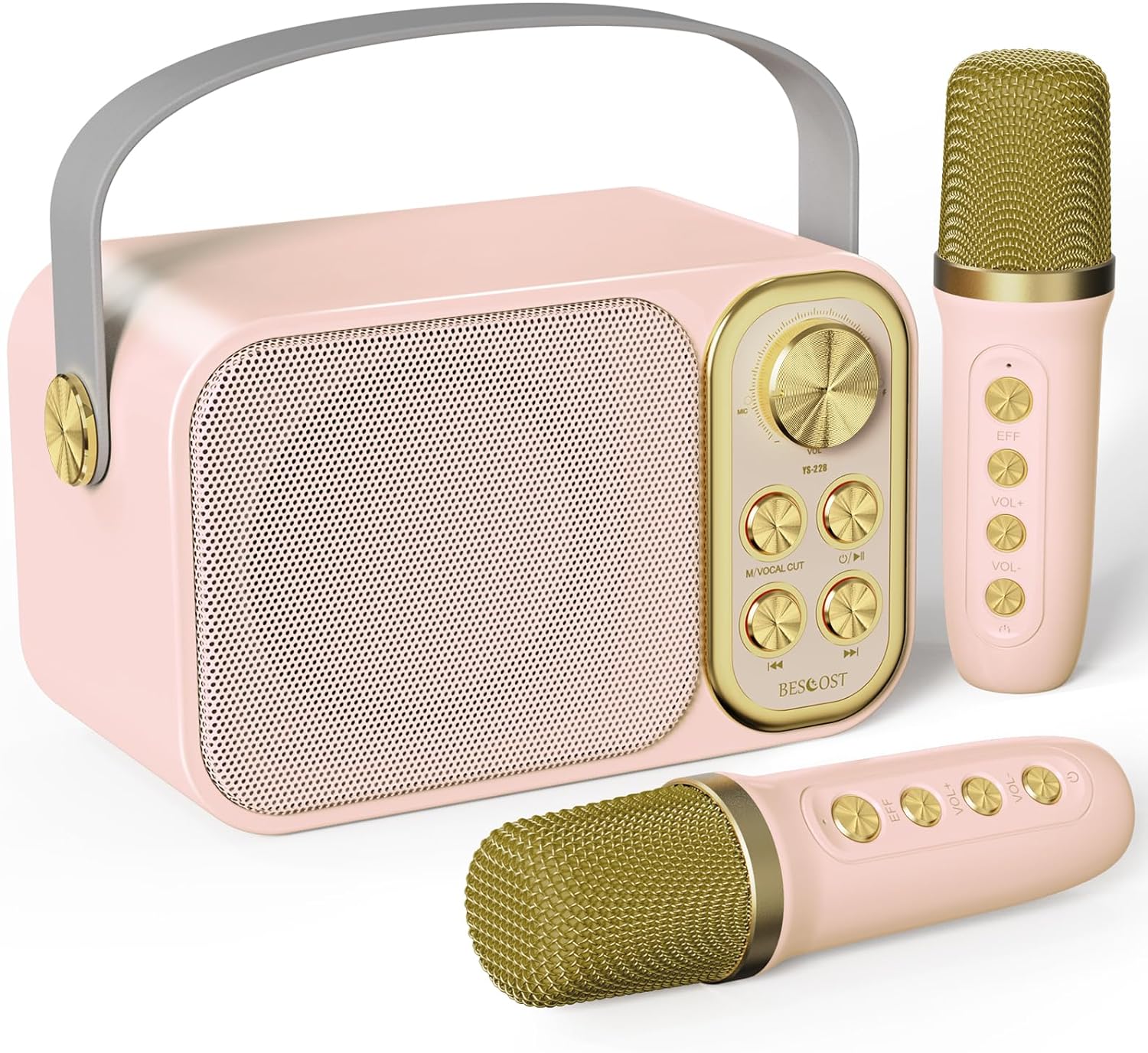 Mini Karaoke Machine for Kids, with 2 Wireless Microphone, Portable Bluetooth Speaker, Kids Karaoke Machine to Sing Anywhere, for Girls, Ideal for Party, Birthday, Family Meeting
