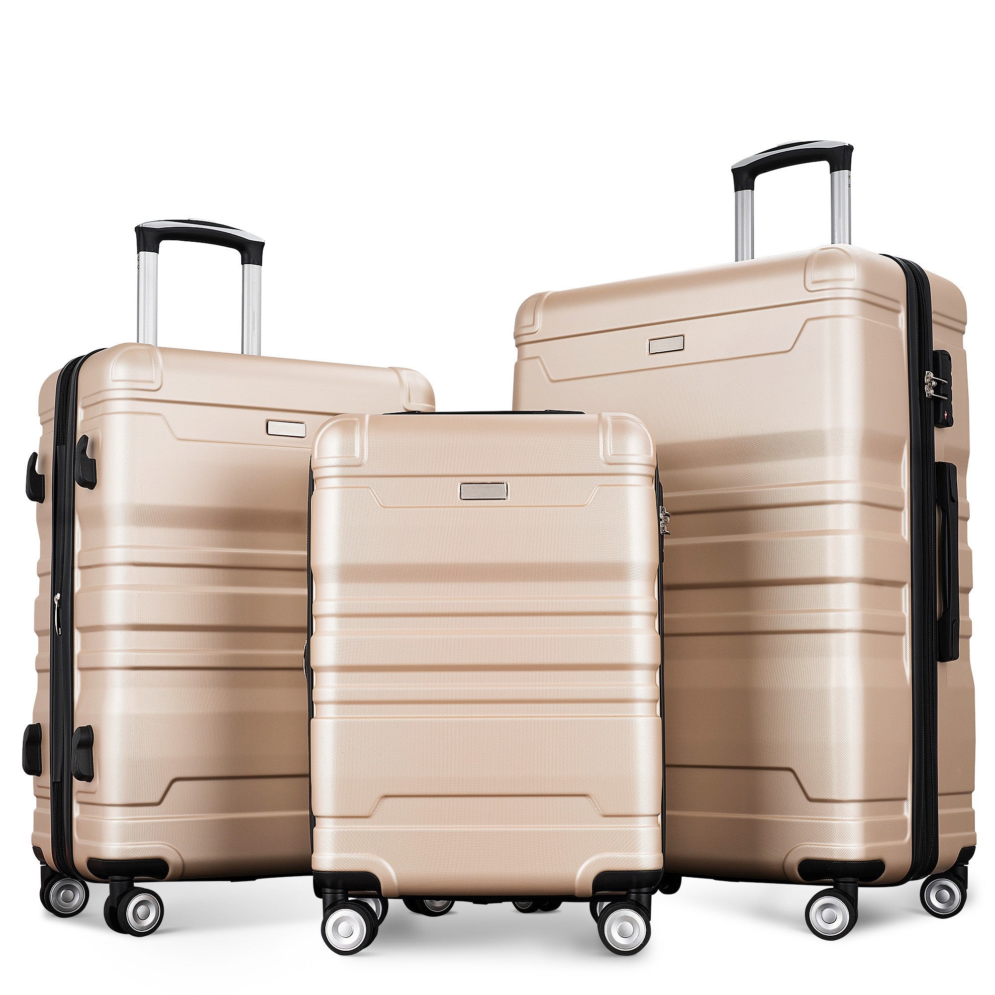Luggage Sets New Model Expandable ABS Hardshell 3pcs Clearance Luggage (Champagne)