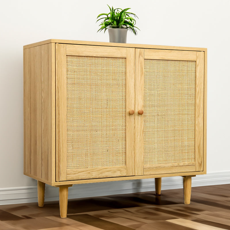 Rattan Storage Cabinet: Accent Cabinet with Doors Buffet Cabinet with Storage for Living Room Hallway Bedroom