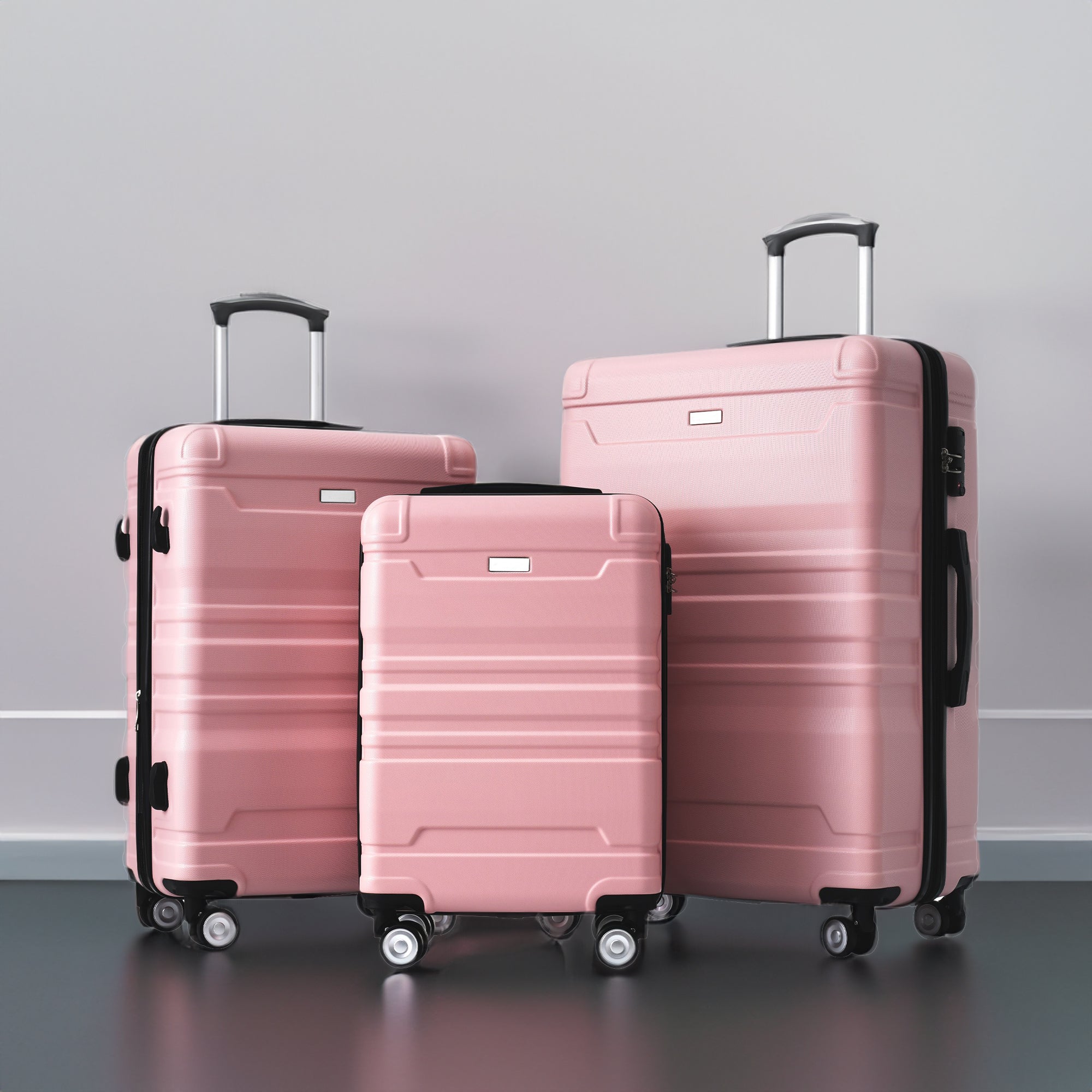 Luggage Sets New Model Expandable ABS Hardshell 3pcs Clearance Luggage (pink)