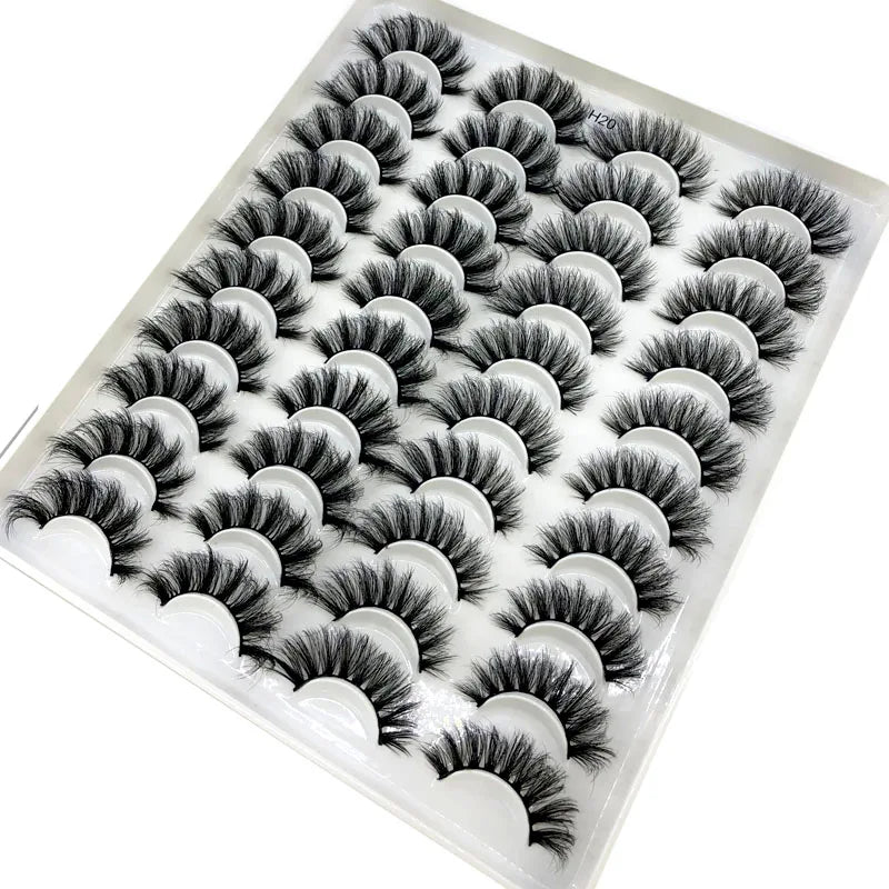 20 Pairs 18-25 mm 3d Mink Lashes Bulk Faux Thick Long Wispy Natural Mink Lashes Pack Short Wholesales Natural False Eyelashes