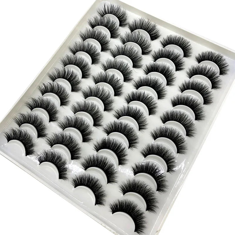 20 Pairs 18-25 mm 3d Mink Lashes Bulk Faux Thick Long Wispy Natural Mink Lashes Pack Short Wholesales Natural False Eyelashes