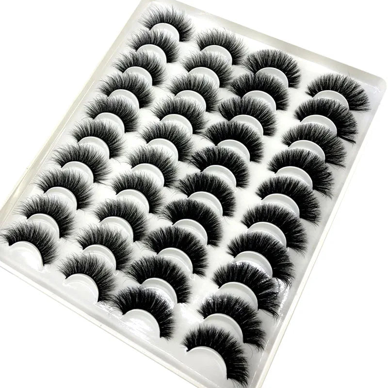 20 Pairs 18-25 mm 3d Mink Lashes Bulk Faux Thick Long Wispy Natural Mink Lashes Pack Short Wholesales Natural False Eyelashes