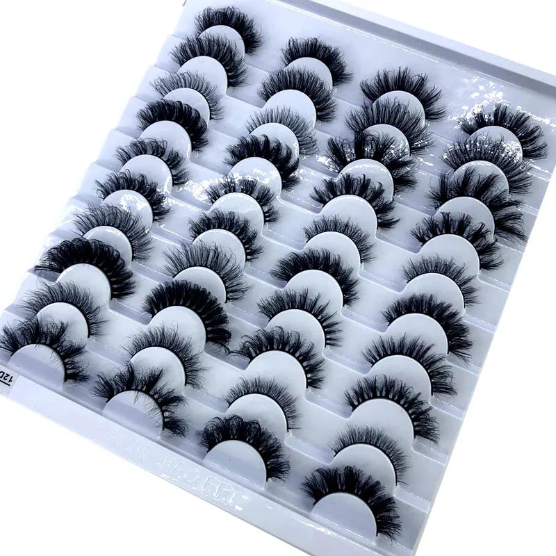 20 Pairs 18-25 mm 3d Mink Lashes Bulk Faux Thick Long Wispy Natural Mink Lashes Pack Short Wholesales Natural False Eyelashes