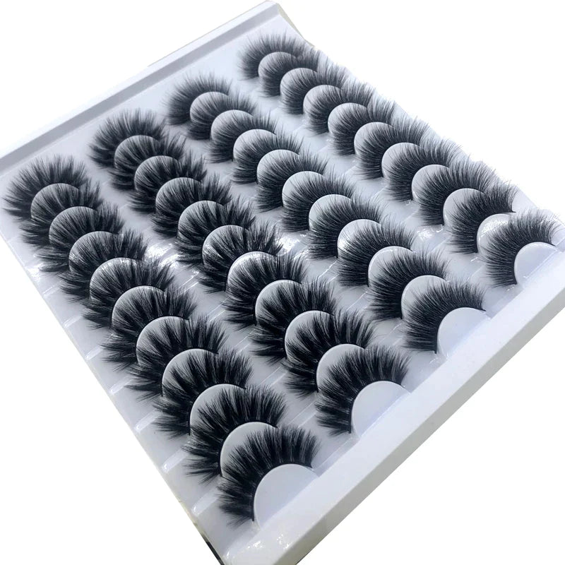 20 Pairs 18-25 mm 3d Mink Lashes Bulk Faux Thick Long Wispy Natural Mink Lashes Pack Short Wholesales Natural False Eyelashes