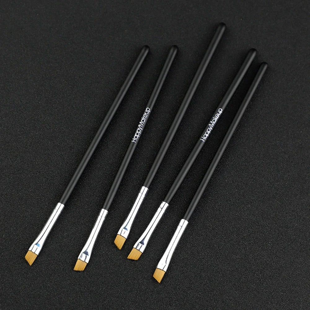 5Pcs Professional Black Eyebrow Inclined Flat Angled Brush Makeup Tool Wooden Pole Eyeliner Eyeshadow Eye Brow Women Cosmetic