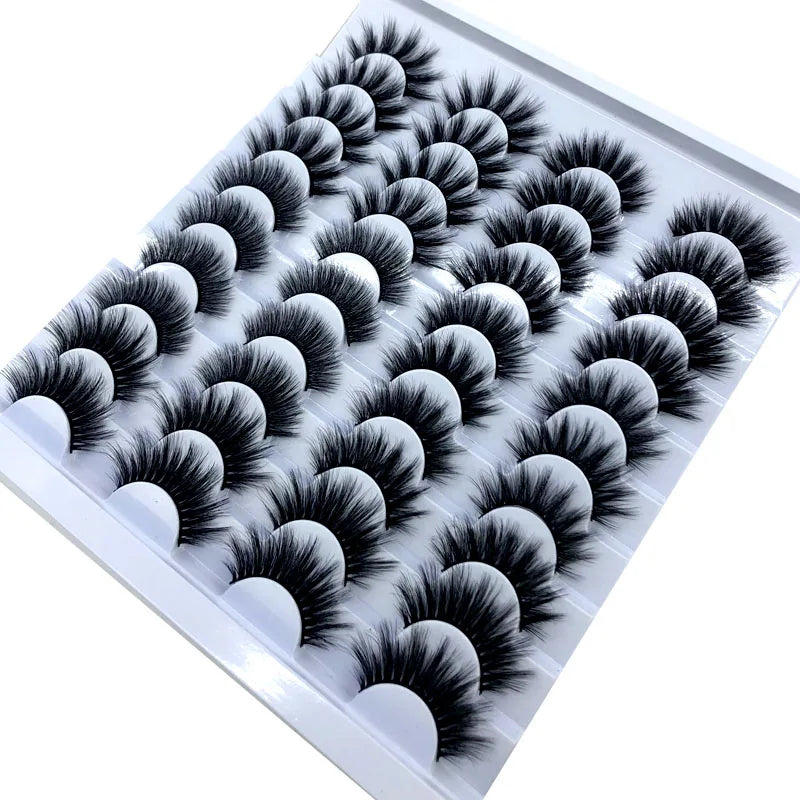 20 Pairs 18-25 mm 3d Mink Lashes Bulk Faux Thick Long Wispy Natural Mink Lashes Pack Short Wholesales Natural False Eyelashes