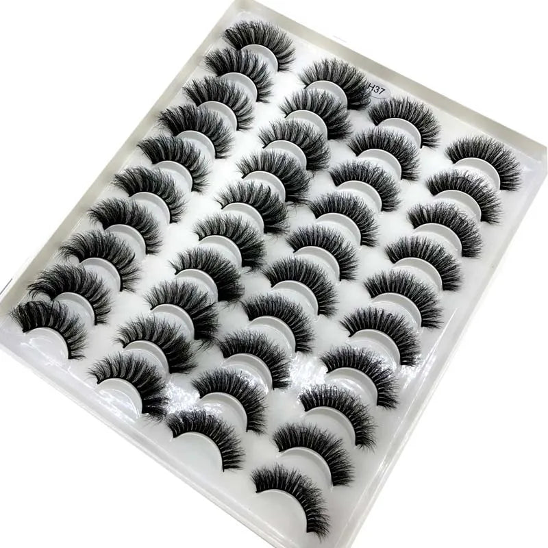 20 Pairs 18-25 mm 3d Mink Lashes Bulk Faux Thick Long Wispy Natural Mink Lashes Pack Short Wholesales Natural False Eyelashes