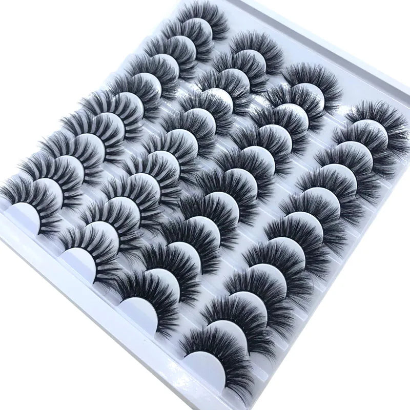 20 Pairs 18-25 mm 3d Mink Lashes Bulk Faux Thick Long Wispy Natural Mink Lashes Pack Short Wholesales Natural False Eyelashes