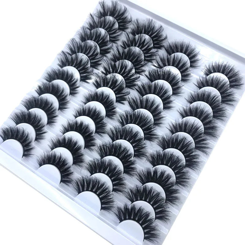 20 Pairs 18-25 mm 3d Mink Lashes Bulk Faux Thick Long Wispy Natural Mink Lashes Pack Short Wholesales Natural False Eyelashes