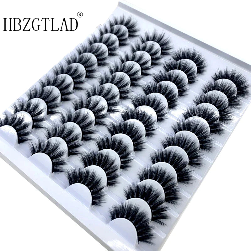 20 Pairs 18-25 mm 3d Mink Lashes Bulk Faux Thick Long Wispy Natural Mink Lashes Pack Short Wholesales Natural False Eyelashes