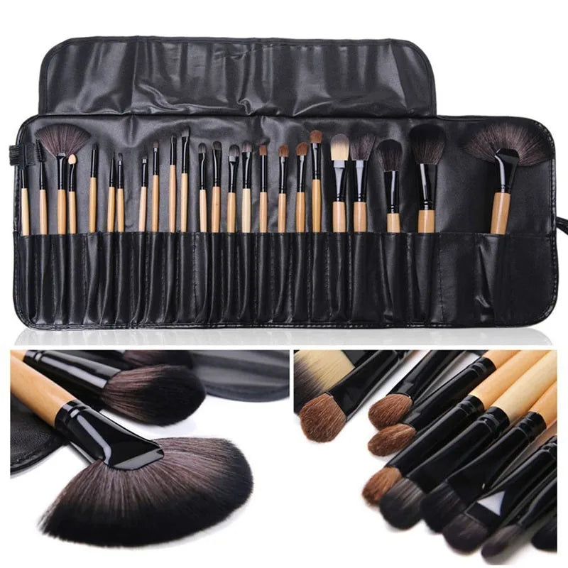 24-Piece Professional Makeup Brush Set with Gift Bag - Cosmetics Brushes for Eyebrow, Powder, Foundation, Shadows - High-Quality Pinceaux Make Up Tools