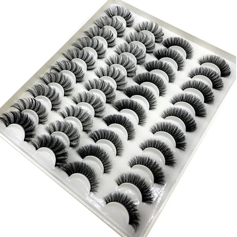 20 Pairs 18-25 mm 3d Mink Lashes Bulk Faux Thick Long Wispy Natural Mink Lashes Pack Short Wholesales Natural False Eyelashes