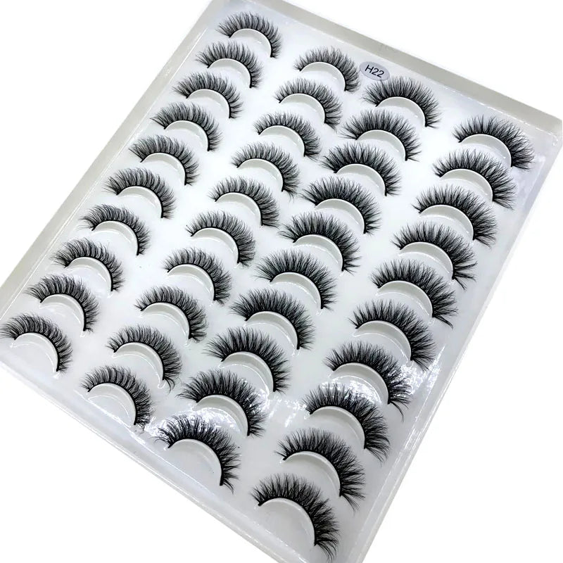 20 Pairs 18-25 mm 3d Mink Lashes Bulk Faux Thick Long Wispy Natural Mink Lashes Pack Short Wholesales Natural False Eyelashes