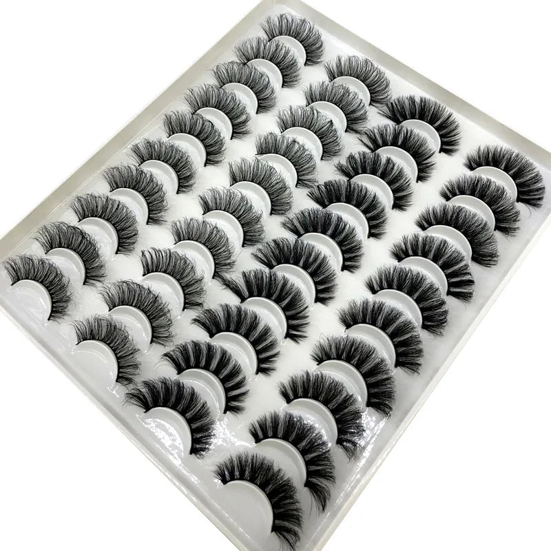 20 Pairs 18-25 mm 3d Mink Lashes Bulk Faux Thick Long Wispy Natural Mink Lashes Pack Short Wholesales Natural False Eyelashes