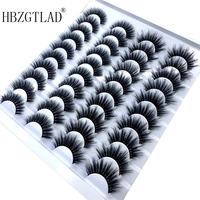 20 Pairs 18-25 mm 3d Mink Lashes Bulk Faux Thick Long Wispy Natural Mink Lashes Pack Short Wholesales Natural False Eyelashes