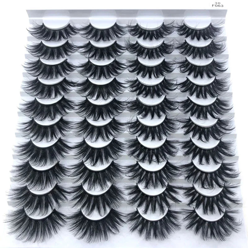 20 Pairs 18-25 mm 3d Mink Lashes Bulk Faux Thick Long Wispy Natural Mink Lashes Pack Short Wholesales Natural False Eyelashes