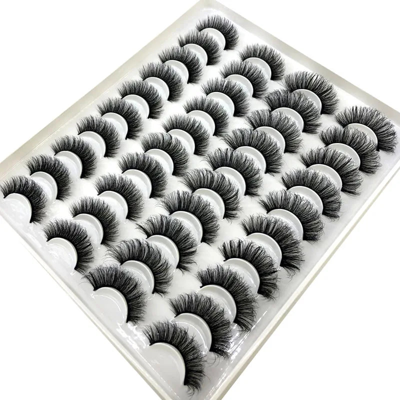 20 Pairs 18-25 mm 3d Mink Lashes Bulk Faux Thick Long Wispy Natural Mink Lashes Pack Short Wholesales Natural False Eyelashes