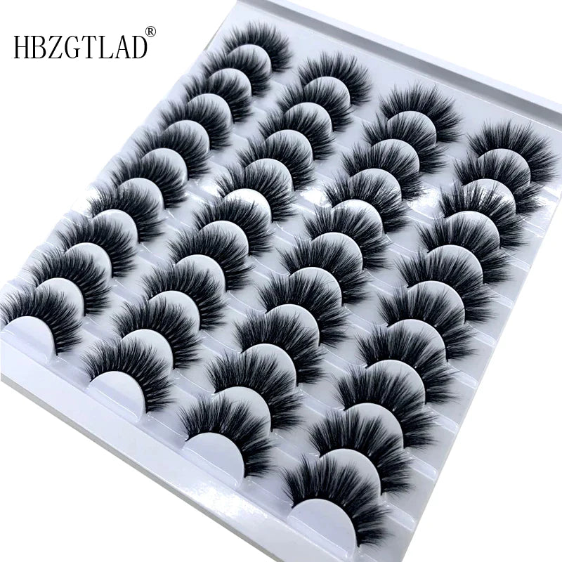 20 Pairs 18-25 mm 3d Mink Lashes Bulk Faux Thick Long Wispy Natural Mink Lashes Pack Short Wholesales Natural False Eyelashes