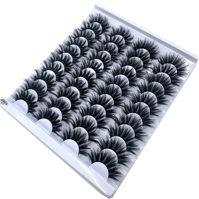 20 Pairs 18-25 mm 3d Mink Lashes Bulk Faux Thick Long Wispy Natural Mink Lashes Pack Short Wholesales Natural False Eyelashes