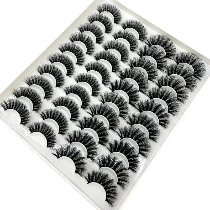 20 Pairs 18-25 mm 3d Mink Lashes Bulk Faux Thick Long Wispy Natural Mink Lashes Pack Short Wholesales Natural False Eyelashes