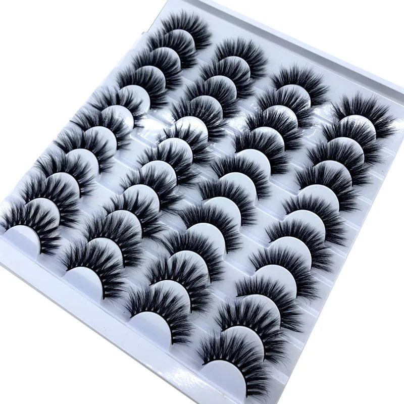 20 Pairs 18-25 mm 3d Mink Lashes Bulk Faux Thick Long Wispy Natural Mink Lashes Pack Short Wholesales Natural False Eyelashes