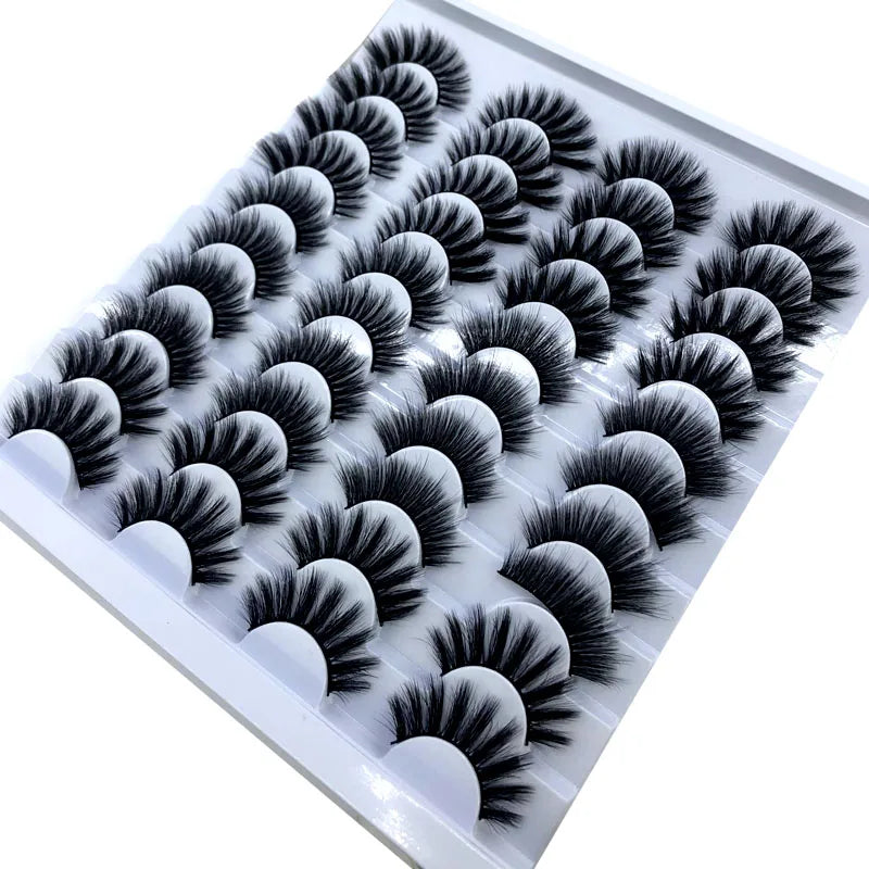 20 Pairs 18-25 mm 3d Mink Lashes Bulk Faux Thick Long Wispy Natural Mink Lashes Pack Short Wholesales Natural False Eyelashes