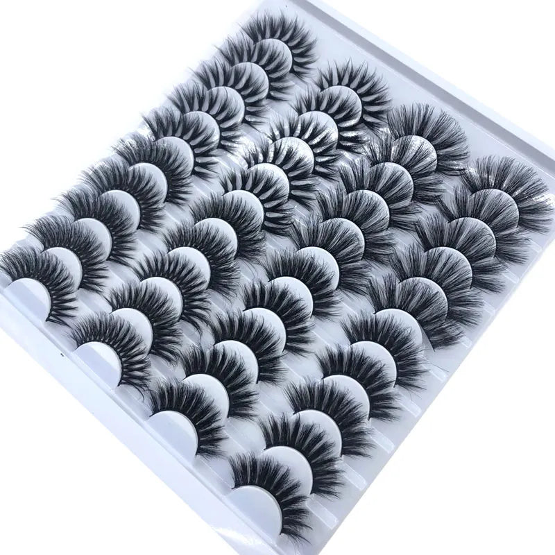 20 Pairs 18-25 mm 3d Mink Lashes Bulk Faux Thick Long Wispy Natural Mink Lashes Pack Short Wholesales Natural False Eyelashes