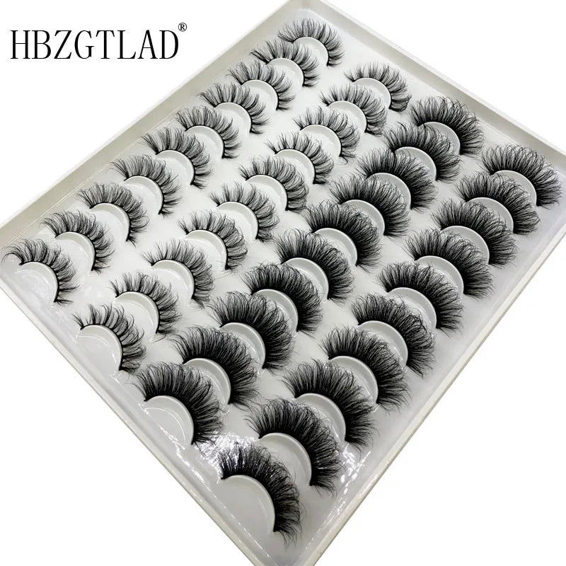 20 Pairs 18-25 mm 3d Mink Lashes Bulk Faux Thick Long Wispy Natural Mink Lashes Pack Short Wholesales Natural False Eyelashes