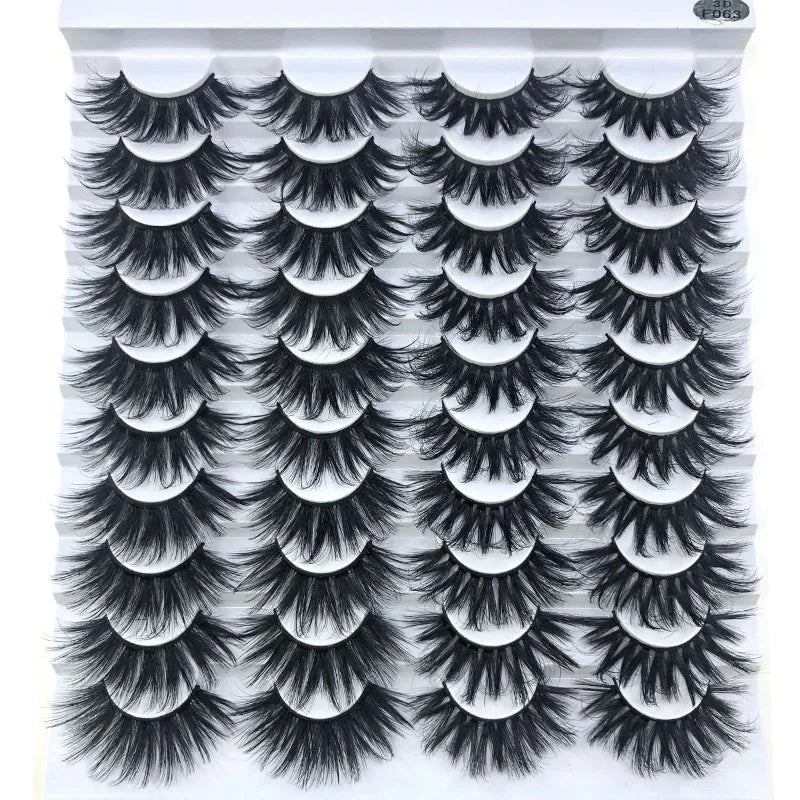 20 Pairs 18-25 mm 3d Mink Lashes Bulk Faux Thick Long Wispy Natural Mink Lashes Pack Short Wholesales Natural False Eyelashes