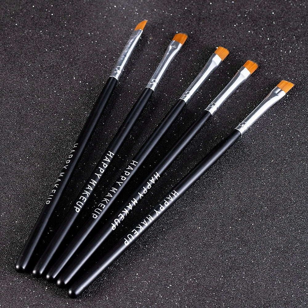 5Pcs Professional Black Eyebrow Inclined Flat Angled Brush Makeup Tool Wooden Pole Eyeliner Eyeshadow Eye Brow Women Cosmetic