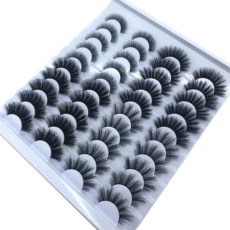 20 Pairs 18-25 mm 3d Mink Lashes Bulk Faux Thick Long Wispy Natural Mink Lashes Pack Short Wholesales Natural False Eyelashes