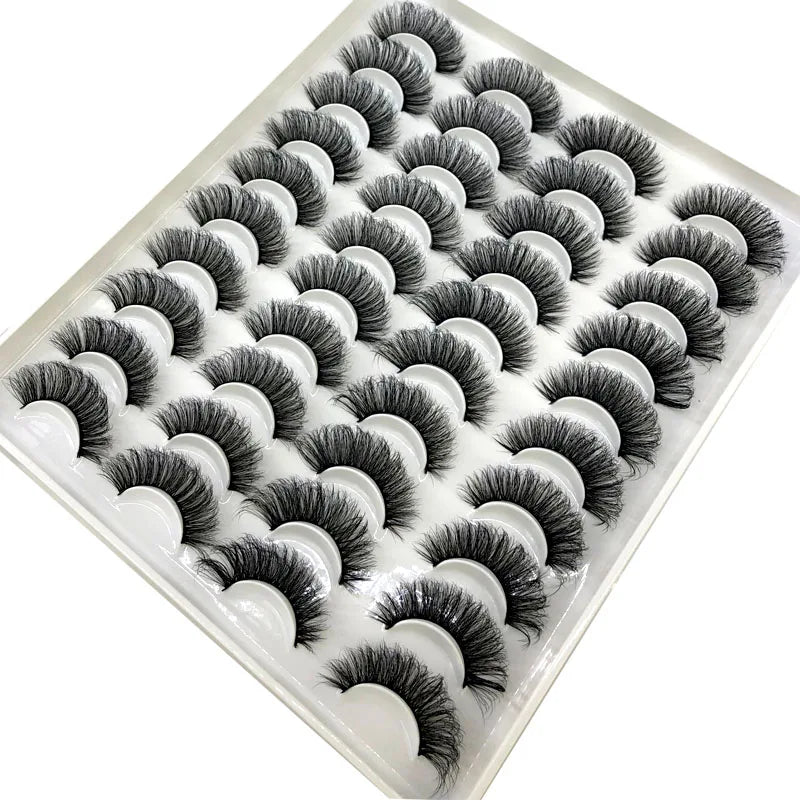 20 Pairs 18-25 mm 3d Mink Lashes Bulk Faux Thick Long Wispy Natural Mink Lashes Pack Short Wholesales Natural False Eyelashes