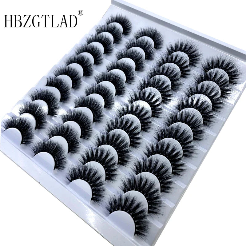 20 Pairs 18-25 mm 3d Mink Lashes Bulk Faux Thick Long Wispy Natural Mink Lashes Pack Short Wholesales Natural False Eyelashes