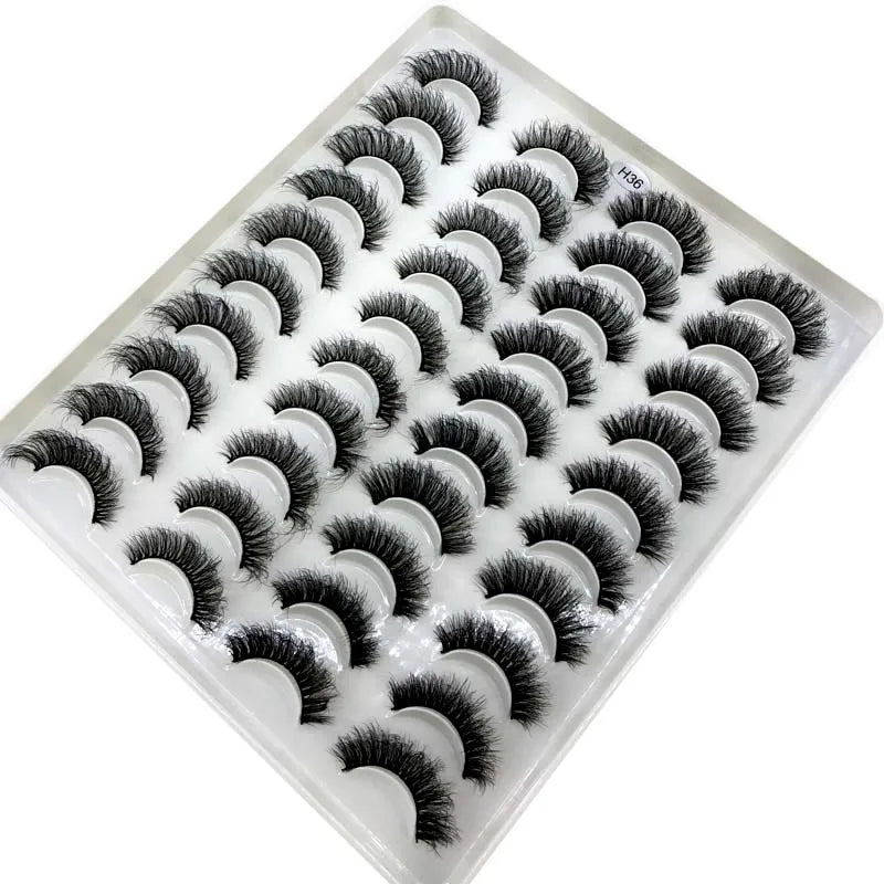 20 Pairs 18-25 mm 3d Mink Lashes Bulk Faux Thick Long Wispy Natural Mink Lashes Pack Short Wholesales Natural False Eyelashes