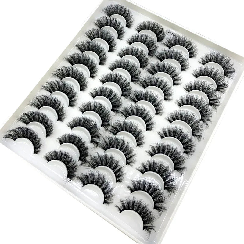 20 Pairs 18-25 mm 3d Mink Lashes Bulk Faux Thick Long Wispy Natural Mink Lashes Pack Short Wholesales Natural False Eyelashes