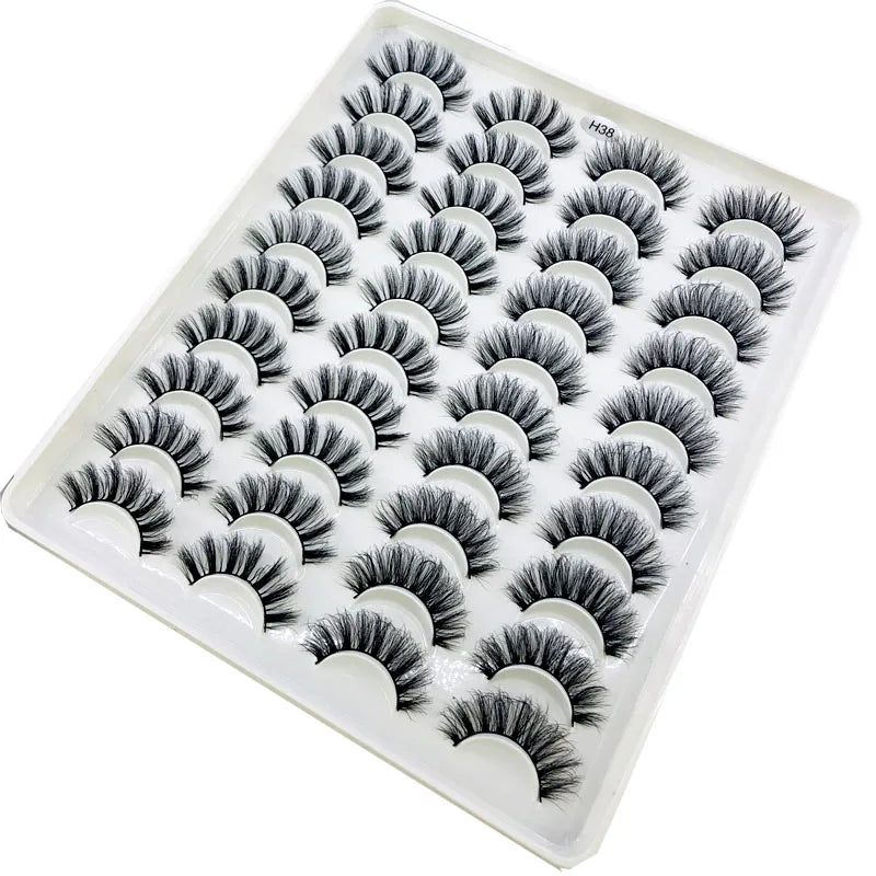 20 Pairs 18-25 mm 3d Mink Lashes Bulk Faux Thick Long Wispy Natural Mink Lashes Pack Short Wholesales Natural False Eyelashes