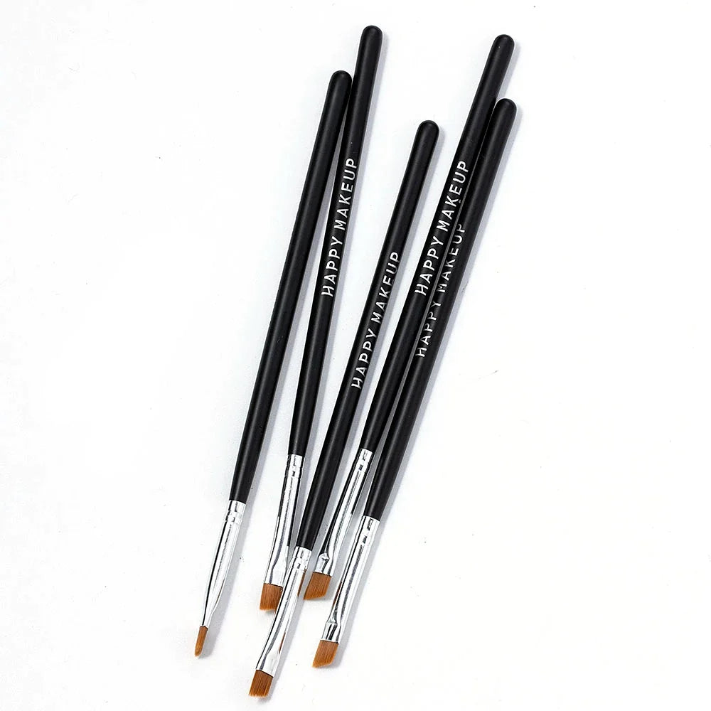 5Pcs Professional Black Eyebrow Inclined Flat Angled Brush Makeup Tool Wooden Pole Eyeliner Eyeshadow Eye Brow Women Cosmetic